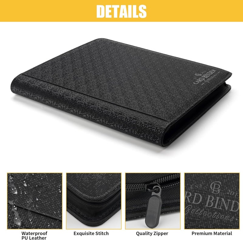 CARDBINDER Toploader Binder,Toploader Hard Cases, 9-Pocket Pages Sleeves Hold up 288 Cards.Toploader Card Binder with Sleeves for “3×4” rigid，Card Holder(black) - Image 3